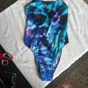 Vibrant Blue and Purple Tie-Dye One Piece Swimsuit